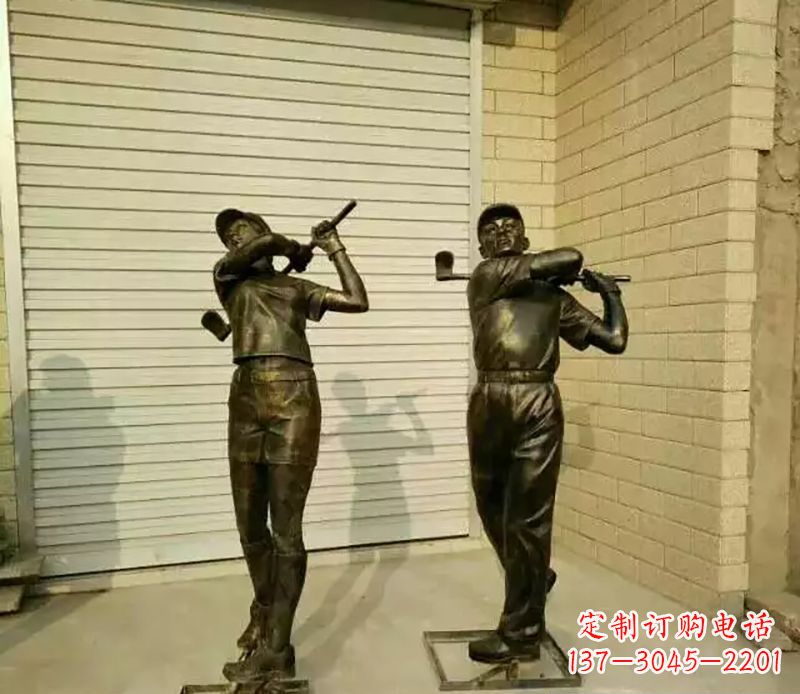 保定打高尔夫人物园景观铜雕