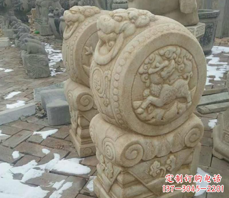 保定大理石抱鼓公园门墩雕塑——精美雕刻展现灵动之美