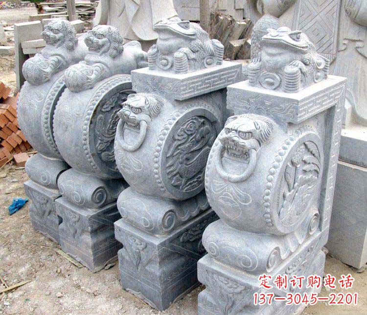 保定大理石抱鼓石金蟾貔貅门墩石雕