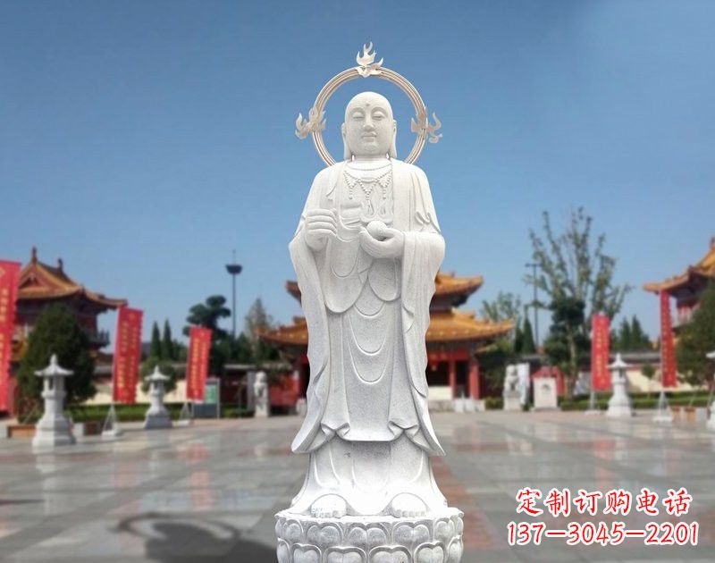 保定大理石地藏菩萨雕塑象征佛法的传承