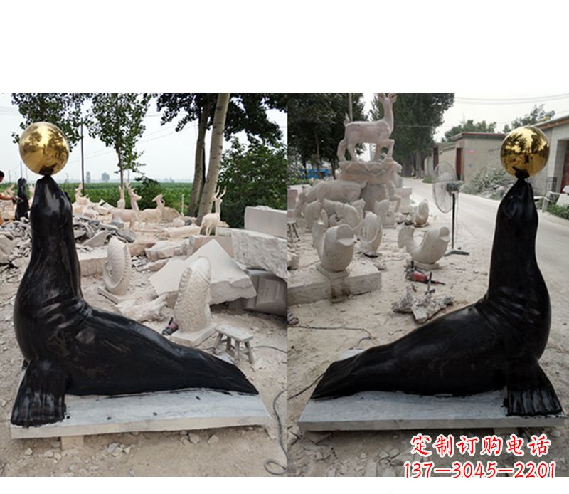 保定大理石海豹雕塑