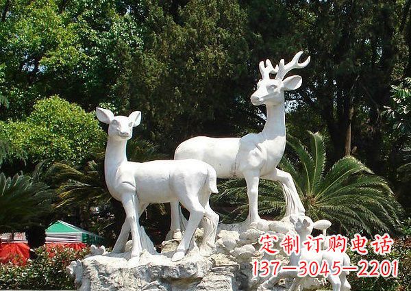 保定雕塑艺术——大理石公园小鹿石雕