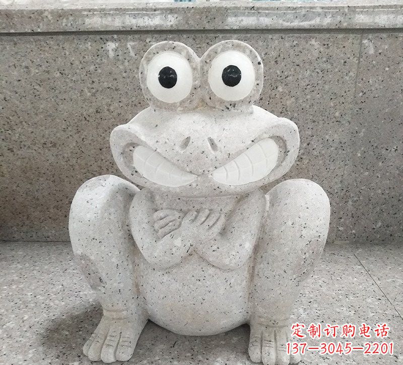 保定大理石公园精美青蛙雕塑