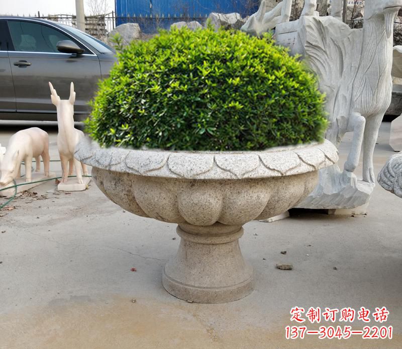 保定大理石花盆雕塑  (2)