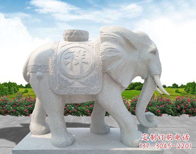 保定大理石吉祥大象石雕
