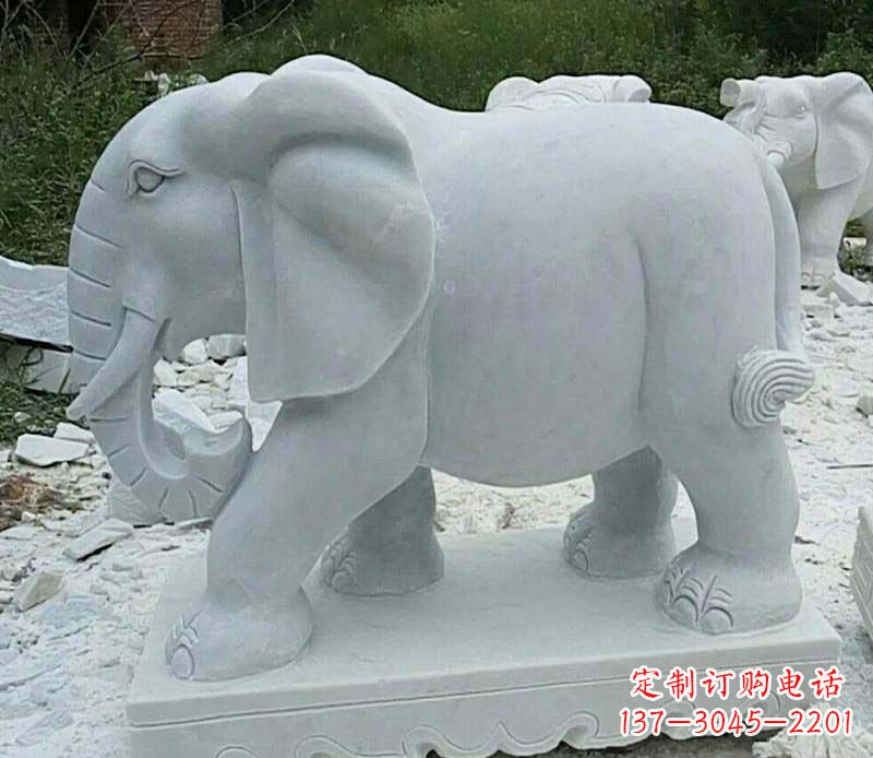 保定精雕细琢的大理石大象雕塑