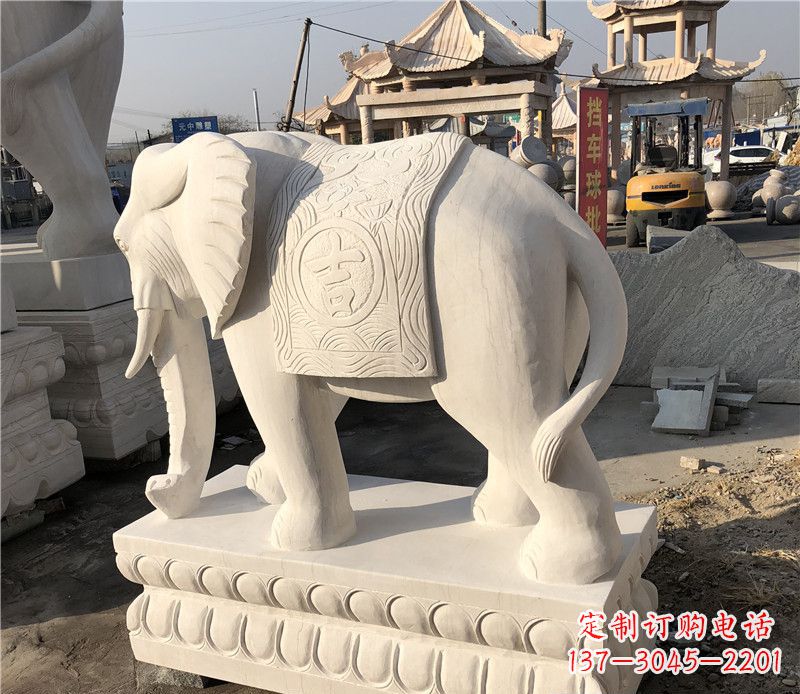 保定大理石卷鼻如意大象