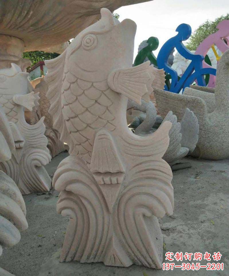 保定大理石鲤鱼喷泉雕塑