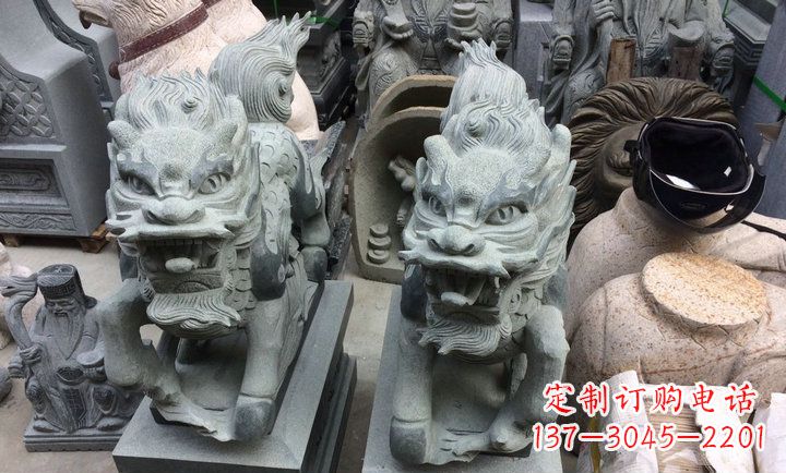保定大理石立式麒麟门口镇宅石雕