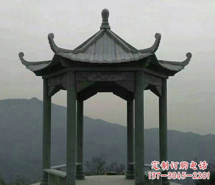 保定考究工艺,奢华大理石六角凉亭雕塑