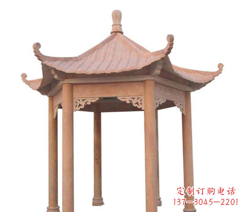 保定大理石六角凉亭雕塑