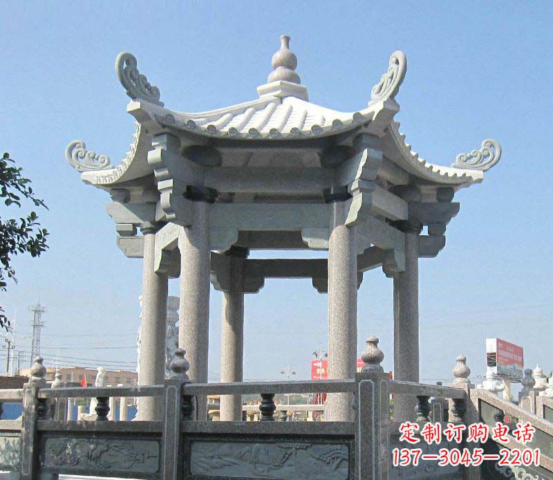保定大理石六角凉亭石雕,为您的家园带来浪漫情怀
