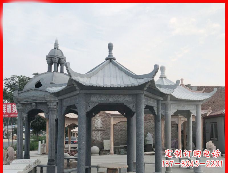 保定六角凉亭石雕