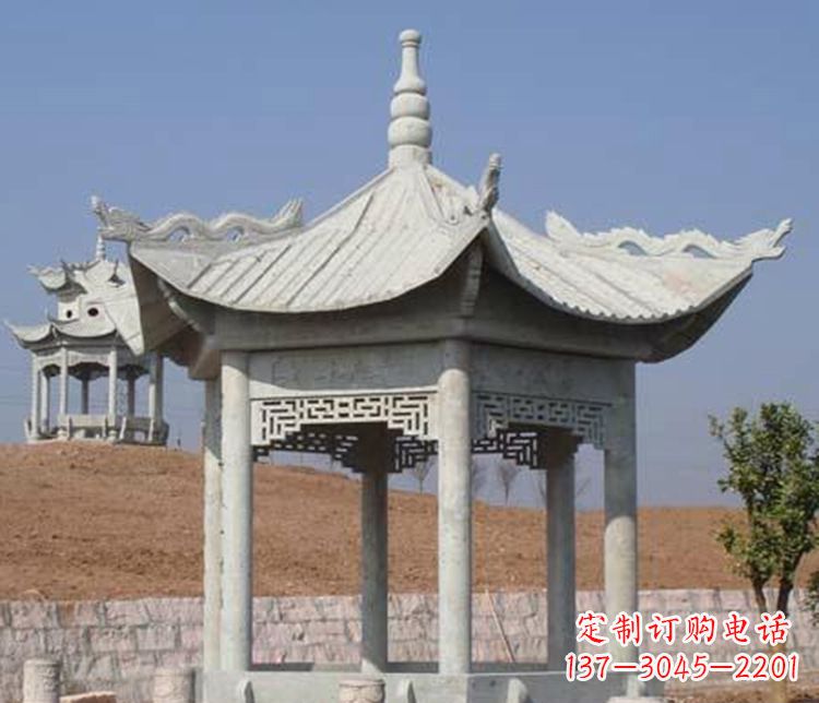 保定精美大理石六角凉亭石雕