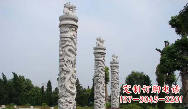保定精美大理石龙柱雕塑