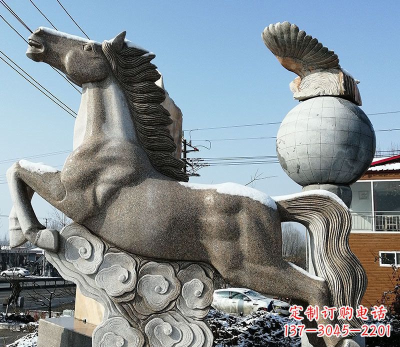 保定大理石马踏祥云石雕 (3)