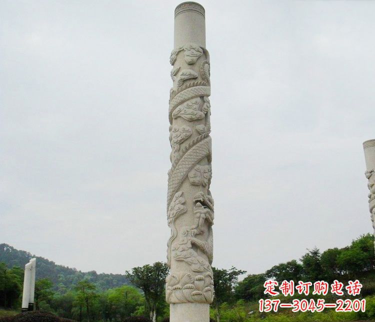 保定大理石盘龙柱雕塑