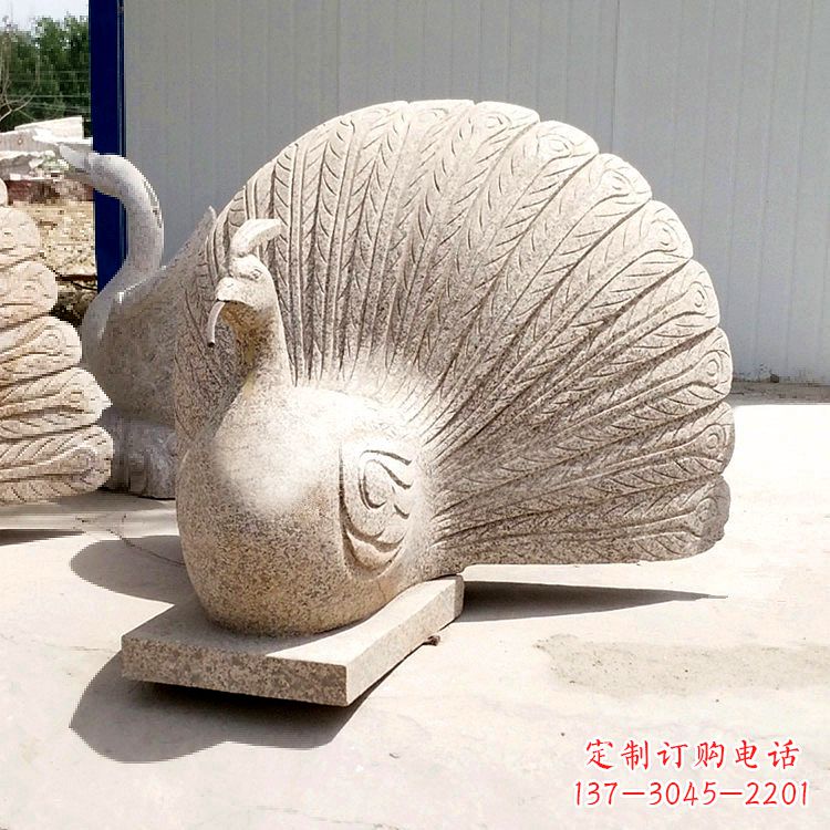 保定大理石喷水孔雀雕塑