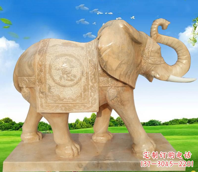保定大理石喷水大象雕塑