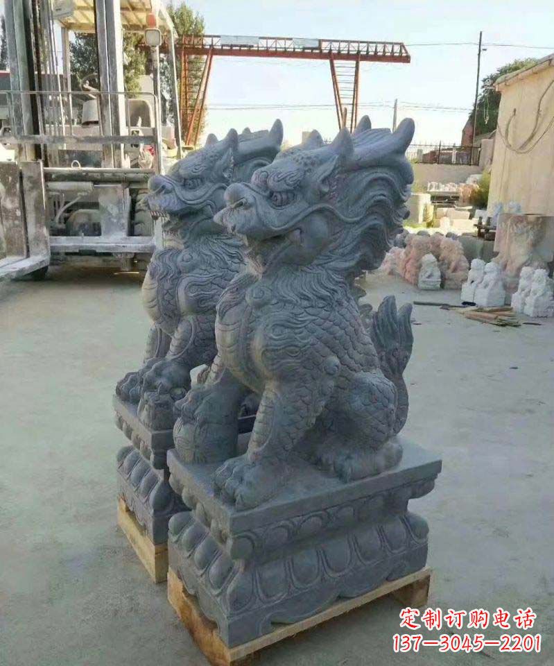 保定精美大理石麒麟雕塑
