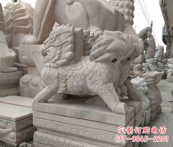 保定大理石麒麟古代神兽石雕_2