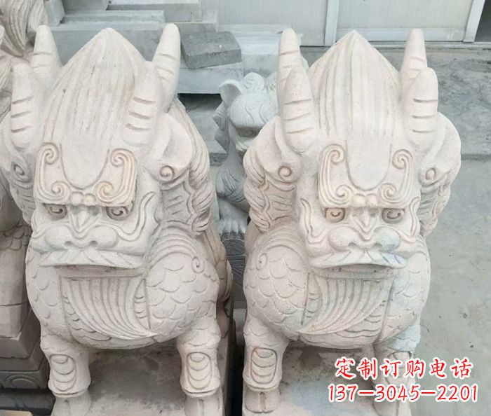 保定品质卓越的大理石麒麟古兽雕塑