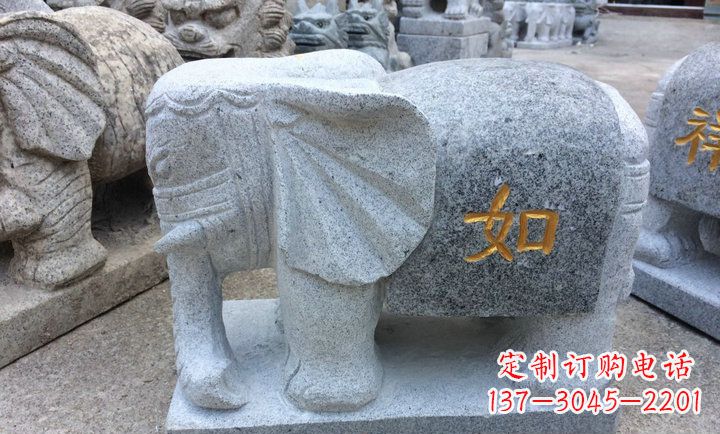 保定精美大理石石象雕塑