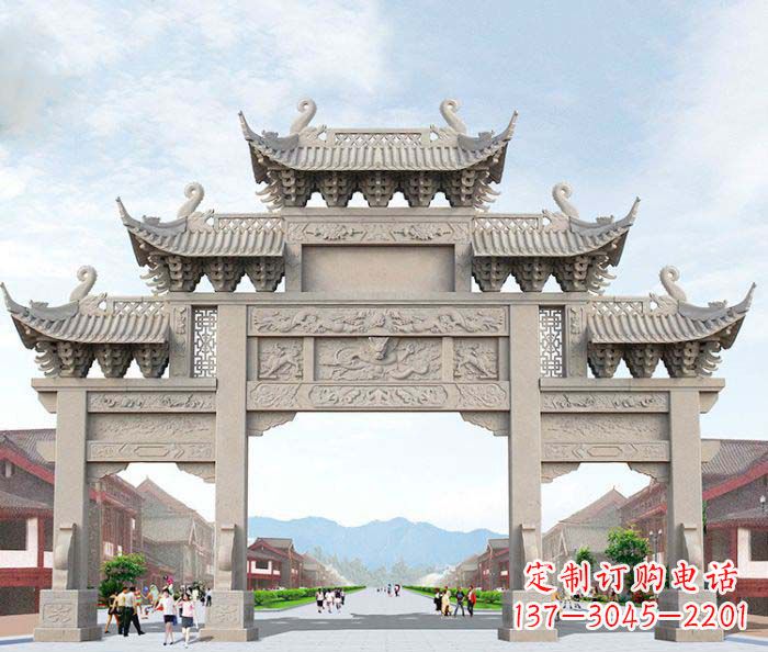 保定大理石三门石雕牌坊