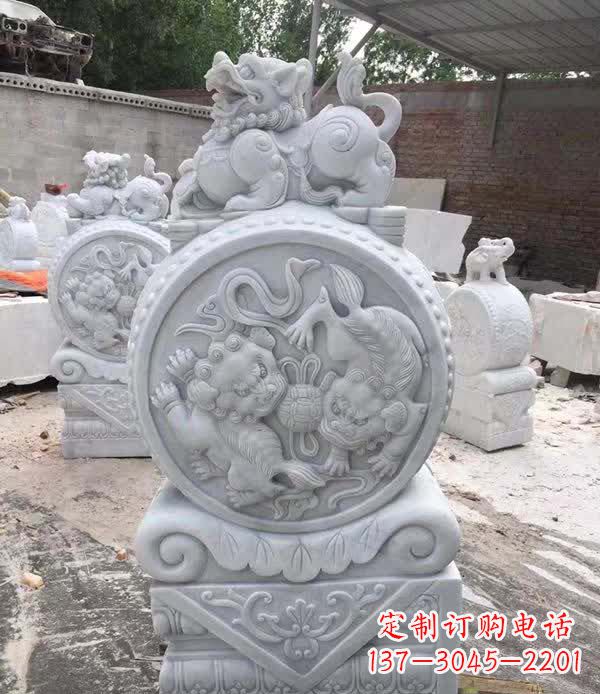 保定大理石狮子抱鼓石雕塑
