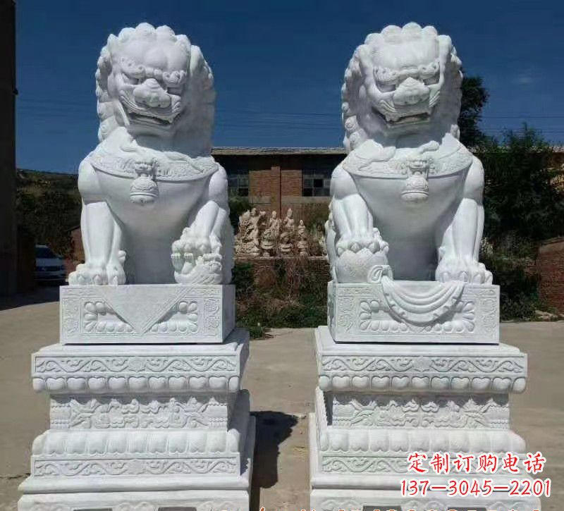 保定大理石狮子石雕,雕塑定制精美狮子