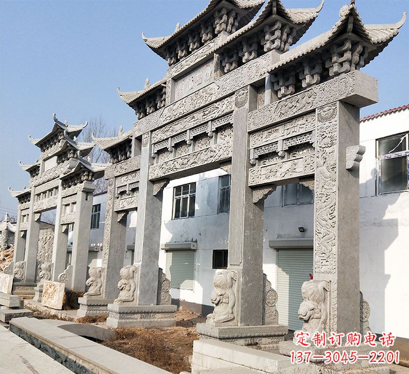 保定大理石石雕牌坊雕塑定制