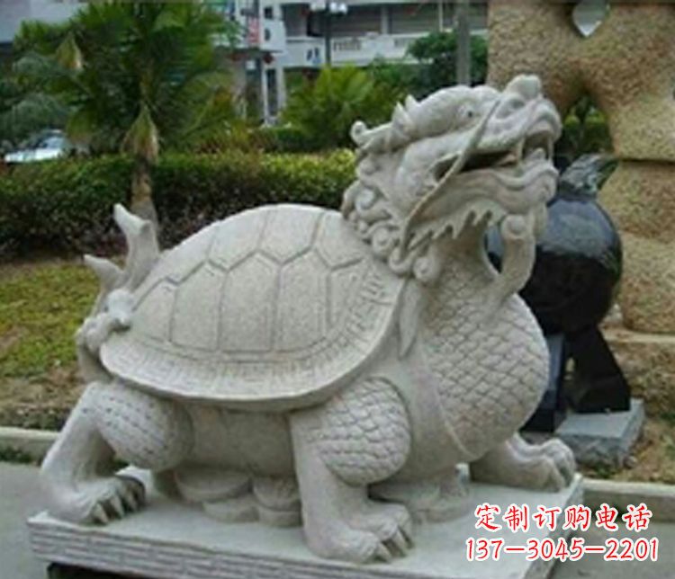 保定大理石铜钱龙龟小区石雕