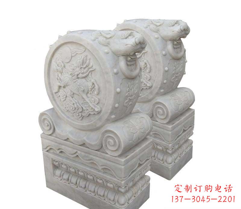 保定大理石狮子头门墩雕塑