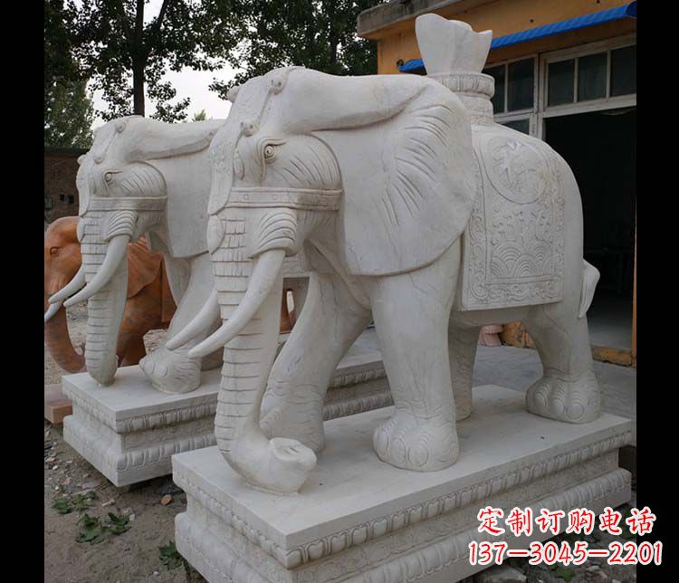 保定大理石大象雕塑,招财进宝