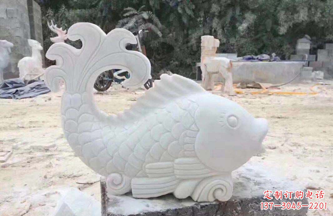 保定大理石鱼喷泉雕塑装置