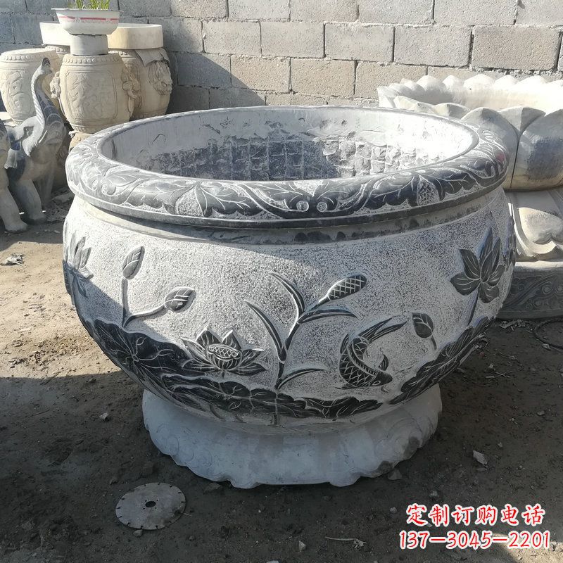 保定大理石园林水缸摆件