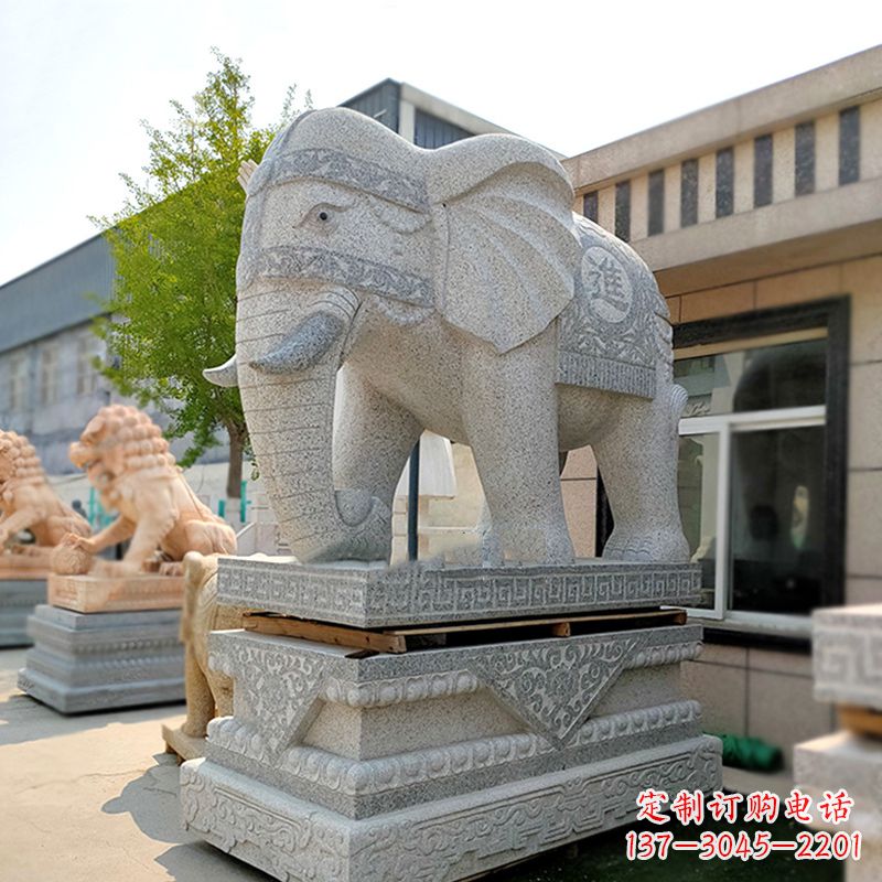保定大门口石雕大象雕塑
