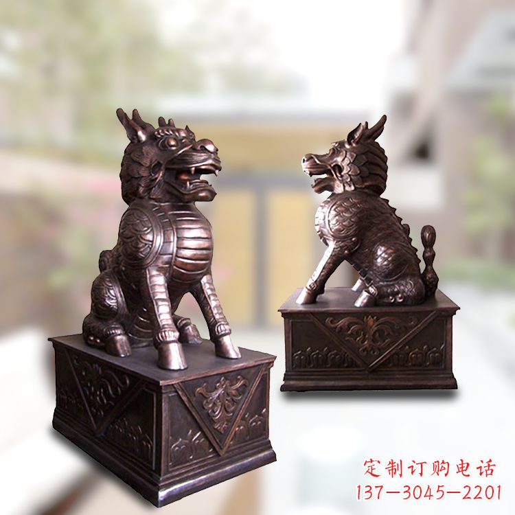 保定大门神兽麒麟铜雕