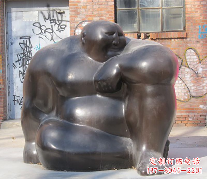 保定铜雕大胖子男人雕塑