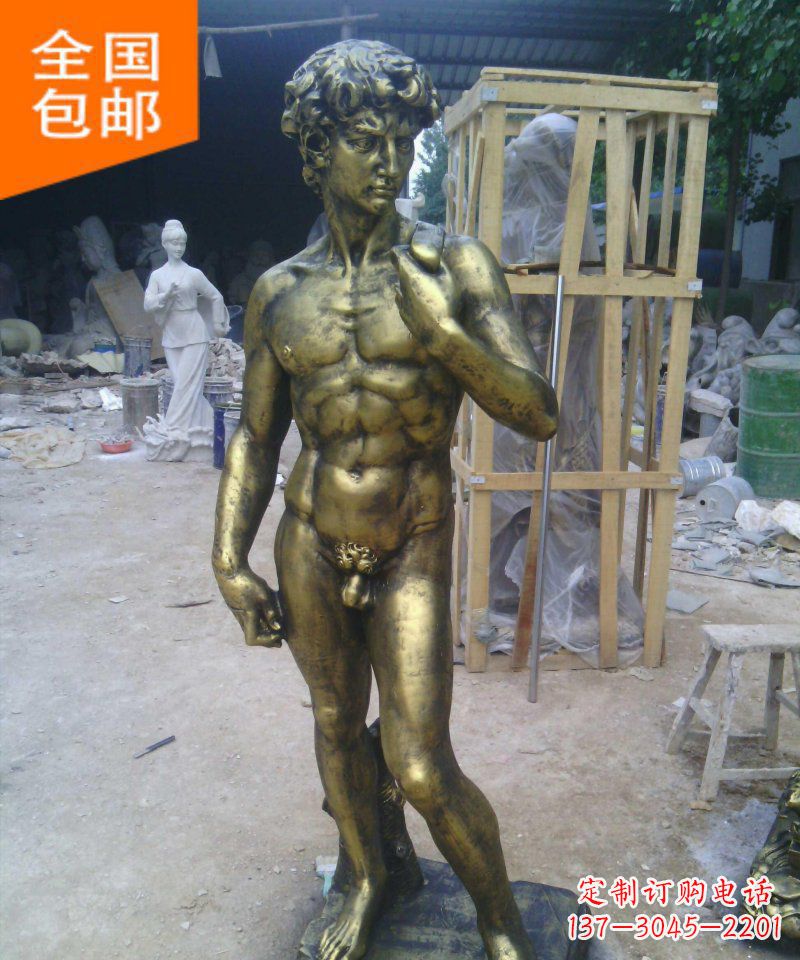 保定大卫玻璃钢仿铜西方人物雕塑