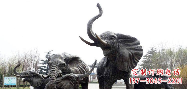 保定大象群铜雕景观