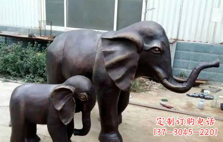 保定大象母子铜雕塑
