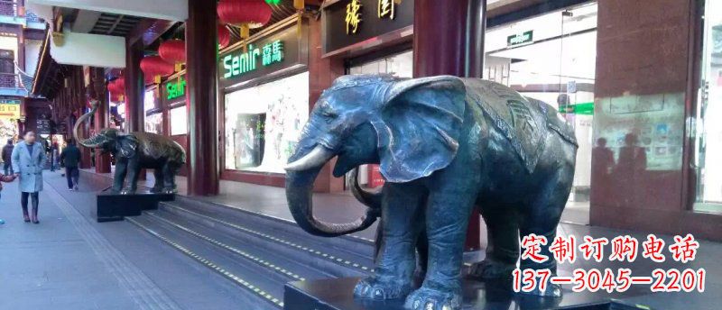 保定大象铜雕企业门口动物雕塑