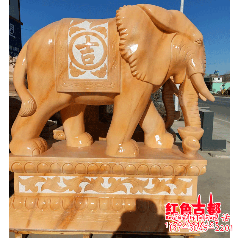 保定大象头影背墙石雕