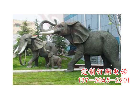 保定精美铜雕大象一家三口