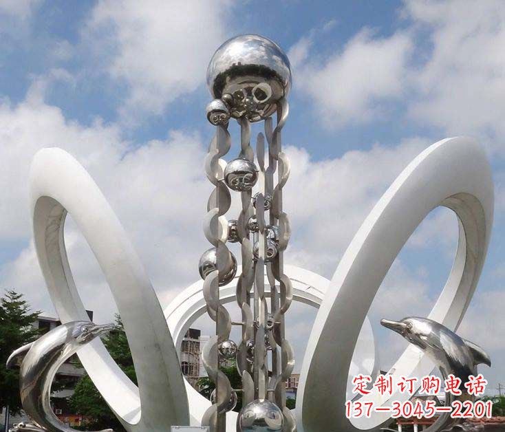 保定精致不锈钢海豚雕塑