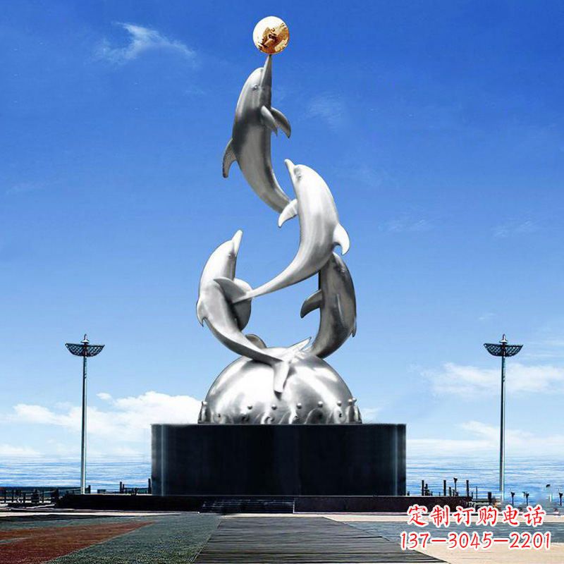 保定引领潮流的不锈钢海豚雕塑