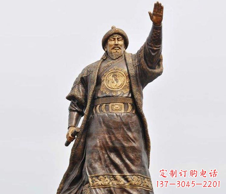 保定传承历史的风采成吉思汗铜雕