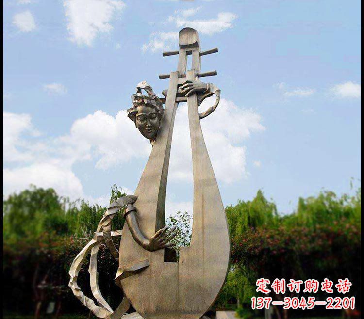 保定精美铜雕琵琶雕塑
