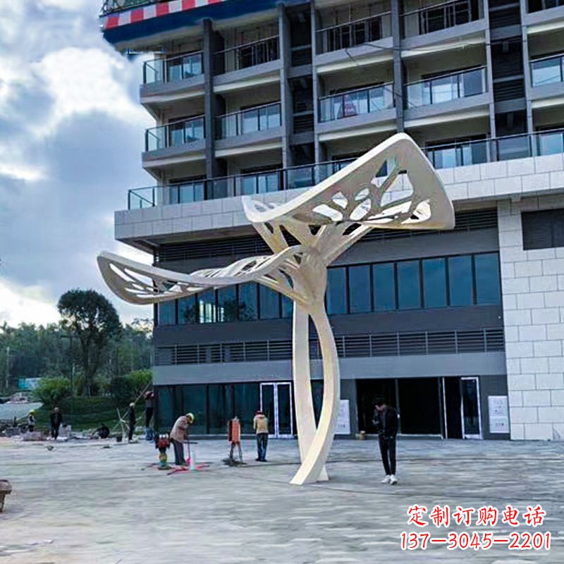 保定不锈钢抽象树叶雕塑